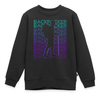 Backpacker Backpacking Wandern Camping Retro - Kinder Premium Organic Sweatshirt - Schwarz - Vorne - AI Model Kid Female (0cm)