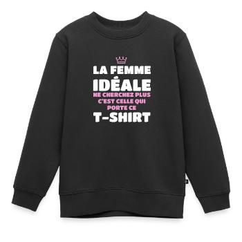 The ideal woman, look no further, is me - Kids Premium Organic Sweatshirt - black - Front - AI Model Kid Female (0cm)