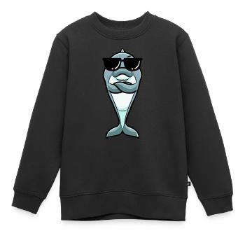 Émoticône de dauphin - Sweat Premium enfant bio - noir - Devant - AI Model Kid Female (0cm)