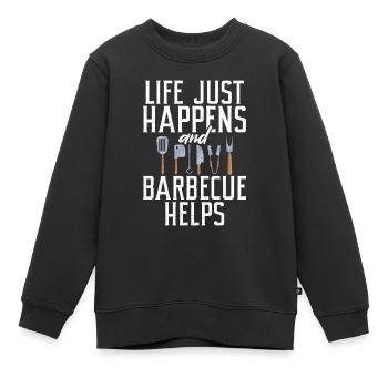 Grillades Barbecue Grillades - Sweat Premium enfant bio - noir - Devant - AI Model Kid Female (0cm)