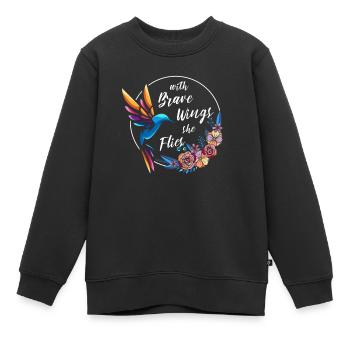 Colibri, Courageux, Motivant - Sweat Premium enfant bio - noir - Devant - AI Model Kid Female (0cm)