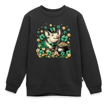 Süßes Glücksschwein Silvester Neujahr - Kinder Premium Organic Sweatshirt - Schwarz - Vorne - AI Model Kid Female (0cm)
