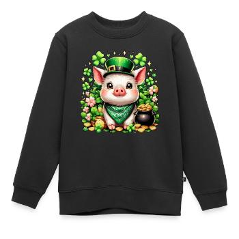Glücksschwein Silvester Neujahr Schweinchen - Kinder Premium Organic Sweatshirt - Schwarz - Vorne - AI Model Kid Female (0cm)