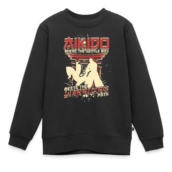 Aikido Where The Gentle Way Meets Warriors Path - Kinder Premium Organic Sweatshirt - Schwarz - Vorne - AI Model Kid Female (0cm)