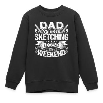 Sketching I'm A Dad And Sketching Legend - Kids Premium Organic Sweatshirt - black - Front - AI Model Kid Female (0cm)