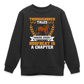 Courses de chevaux pur-sang Équitation Chevaux équestres - Sweat Premium enfant bio - noir - Devant - AI Model Kid Female (0cm)