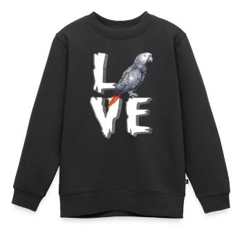 Cadeau de perroquet gris africain - Sweat Premium enfant bio - noir - Devant - AI Model Kid Female (0cm)