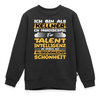waiter a prime example of talent - Kids Premium Organic Sweatshirt - black - Front - AI Model Kid Female (0cm)