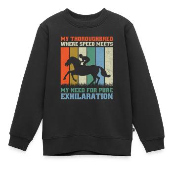 Courses de chevaux pur-sang Équitation Chevaux équestres - Sweat Premium enfant bio - noir - Devant - AI Model Kid Female (0cm)