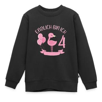 flamant rose Chemise d’anniversaire Enfin 4 ans fille - Sweat Premium enfant bio - noir - Devant - AI Model Kid Female (0cm)