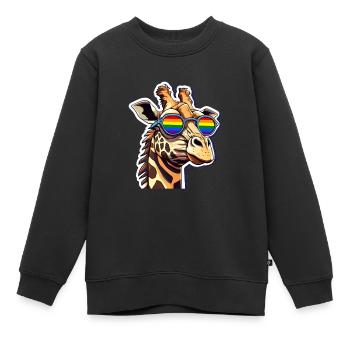 LGBTQ Pride Month Giraffe Sonnenbrille Regenbogen - Kinder Premium Organic Sweatshirt - Schwarz - Vorne - AI Model Kid Female (0cm)