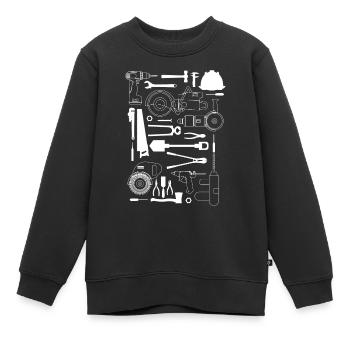 Outils Outils Artisan - Sweat Premium enfant bio - noir - Devant - AI Model Kid Female (0cm)
