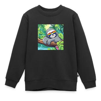 LGBTQ Pride Month Faultier Sonnenbrille Regenbogen - Kinder Premium Organic Sweatshirt - Schwarz - Vorne - AI Model Kid Female (0cm)