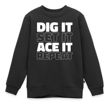 Volley-ball Volley-ball - Sweat Premium enfant bio - noir - Devant - AI Model Kid Female (0cm)
