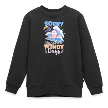 Kitesurfen funktioniert nicht an windigen Tagen - Kinder Premium Organic Sweatshirt - Schwarz - Vorne - AI Model Kid Female (0cm)