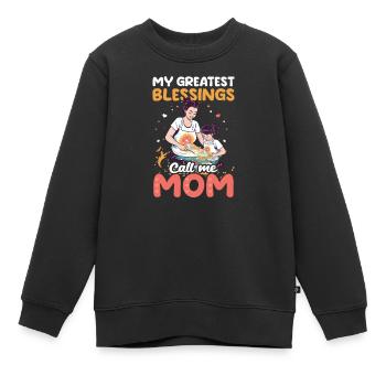 Muttertag Größter Segen ruft mich Mama - Kinder Premium Organic Sweatshirt - Schwarz - Vorne - AI Model Kid Female (0cm)