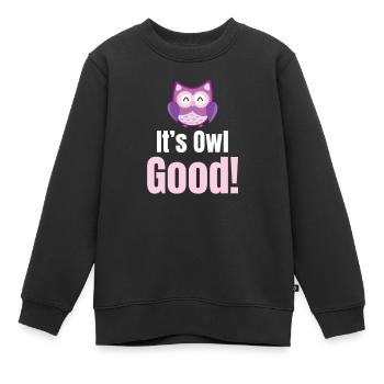 C’est bon hibou ! Costume d’Halloween Jeux de mots - Sweat Premium enfant bio - noir - Devant - AI Model Kid Female (0cm)
