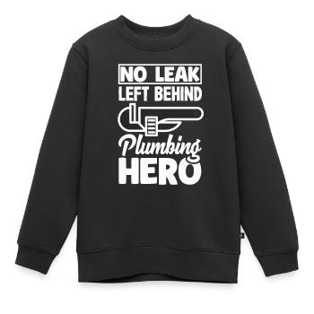 Pas de fuite Plumbing Hero Déclaration audacieuse - Sweat Premium enfant bio - noir - Devant - AI Model Kid Female (0cm)