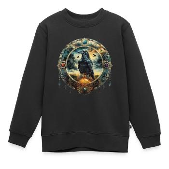 Mystischer Rabe, Emblem, Symbolik, Magie, Fantasie - Kinder Premium Organic Sweatshirt - Schwarz - Vorne - AI Model Kid Female (0cm)