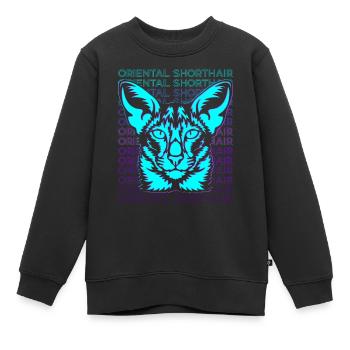 Orientalisch Kurzhaar Katze Retro - Kinder Premium Organic Sweatshirt - Schwarz - Vorne - AI Model Kid Female (0cm)