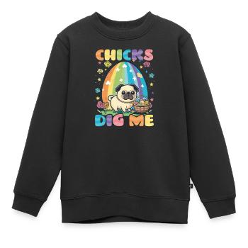 Christliche Osterküken Graben Mich Mops - Kinder Premium Organic Sweatshirt - Schwarz - Vorne - AI Model Kid Female (0cm)