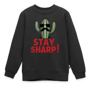 Stilvolle Kaktus-Schnurrbart-Sonnenbrille Bleiben Sie scharf - Kinder Premium Organic Sweatshirt - Schwarz - Vorne - AI Model Kid Female (0cm)