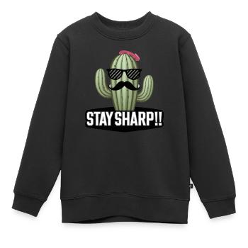Stilvolle Kaktus-Schnurrbart-Sonnenbrille Stay Sharp Art - Kinder Premium Organic Sweatshirt - Schwarz - Vorne - AI Model Kid Female (0cm)