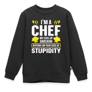Chef Chef de cuisine - Sweat Premium enfant bio - noir - Devant - AI Model Kid Female (0cm)