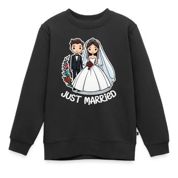 Just Married - Zur Hochzeit - Kinder Premium Organic Sweatshirt - Schwarz - Vorne - AI Model Kid Female (0cm)