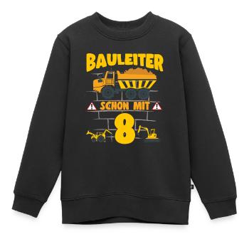 8. Geburtstag Bauleiter Mit 8 Bagger Kipplaster - Kinder Premium Organic Sweatshirt - Schwarz - Vorne - AI Model Kid Female (0cm)