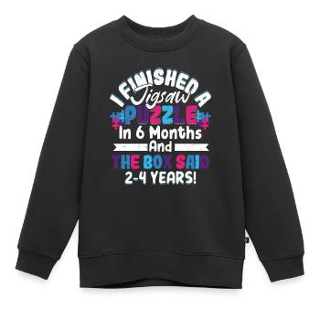 J’ai terminé une pièce de résolution de puzzle - Sweat Premium enfant bio - noir - Devant - AI Model Kid Female (0cm)