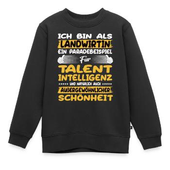 farmer a prime example of talent - Kids Premium Organic Sweatshirt - black - Front - AI Model Kid Female (0cm)