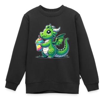 Drache mit Matsch-Eis - Kinder Premium Organic Sweatshirt - Schwarz - Vorne - AI Model Kid Female (0cm)