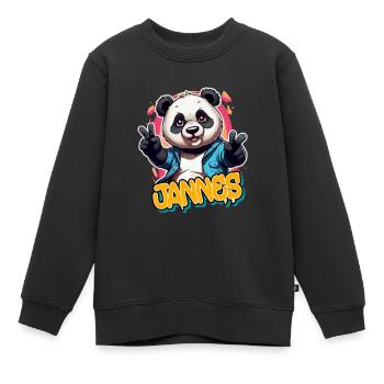 JANNES - Schöner Jungen Name mit Coolem Panda - Kinder Premium Organic Sweatshirt - Schwarz - Vorne - AI Model Kid Female (0cm)