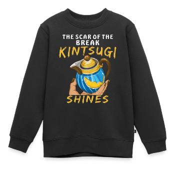 LA CICATRICE DE LA RUPTURE KINTSUGI BRILLE - Sweat Premium enfant bio - noir - Devant - AI Model Kid Female (0cm)