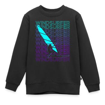 Planche à voile Planche à voile Planche à voile Rétro - Sweat Premium enfant bio - noir - Devant - AI Model Kid Female (0cm)