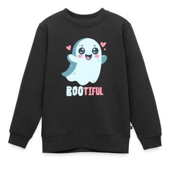 Jeu de mots fantôme - Bootiful - Boo ! - Sweat Premium enfant bio - noir - Devant - AI Model Kid Female (0cm)