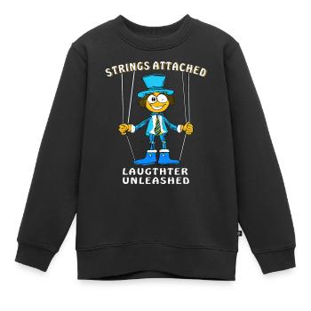 MARIONNETTE FILS ATTACHÉS RIRE - Sweat Premium enfant bio - noir - Devant - AI Model Kid Female (0cm)