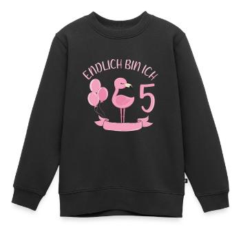 flamant rose Chemise d’anniversaire Enfin 5 ans fille - Sweat Premium enfant bio - noir - Devant - AI Model Kid Female (0cm)