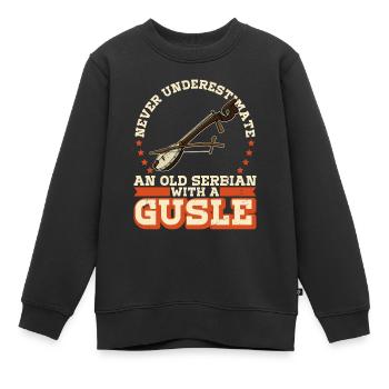 Ne sous-estimez jamais un vieux serbe avec un enthousiasme - Sweat Premium enfant bio - noir - Devant - AI Model Kid Female (0cm)