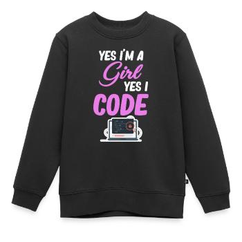 Oui, je suis une fille, oui, je code - Sweat Premium enfant bio - noir - Devant - AI Model Kid Female (0cm)