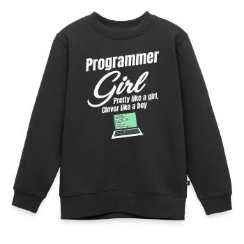 Programmeur Fille Jolie Comme Une Fille, Intelligente - Sweat Premium enfant bio - noir - Devant - AI Model Kid Female (0cm)