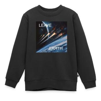 Retro Style Plakat Raumfahrt „Leave Earth“ - Kinder Premium Organic Sweatshirt - Schwarz - Vorne - AI Model Kid Female (0cm)