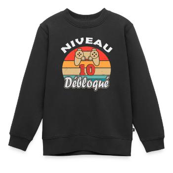 Anniversaire Enfant Gamer 10 ans - Sweat Premium enfant bio - noir - Devant - AI Model Kid Female (0cm)
