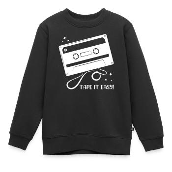 Jeu de mots sur cassette Tape It Easy - Sweat Premium enfant bio - noir - Devant - AI Model Kid Female (0cm)