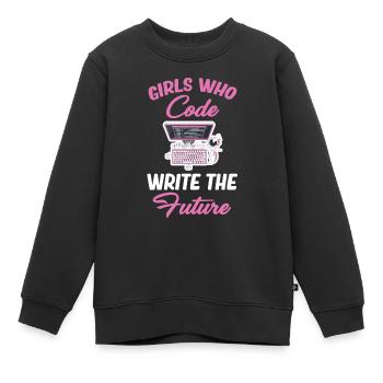 Fille regardant le programmeur du futur - Sweat Premium enfant bio - noir - Devant - AI Model Kid Female (0cm)