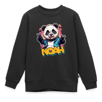 NOAH - Schöner Jungen Name mit coolem Panda - Kinder Premium Organic Sweatshirt - Schwarz - Vorne - AI Model Kid Female (0cm)
