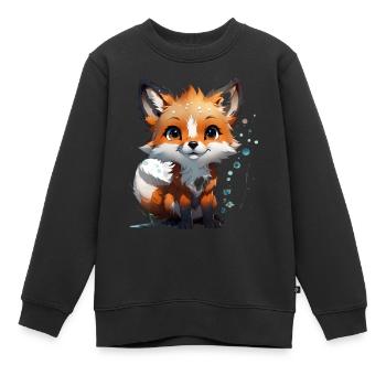 Petit renard mignon - Sweat Premium enfant bio - noir - Devant - AI Model Kid Female (0cm)