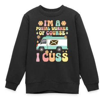Je suis un postier Je gronde les postiers - Sweat Premium enfant bio - noir - Devant - AI Model Kid Female (0cm)