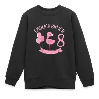 flamant rose Chemise d’anniversaire Enfin 8 ans Fille - Sweat Premium enfant bio - noir - Devant - AI Model Kid Female (0cm)